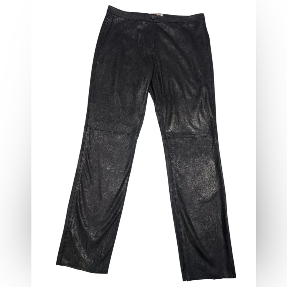 PHILOSOPHY / Black Faux Suede Straight Leg Pants / Size 8 / Goth Emo Biker Glam